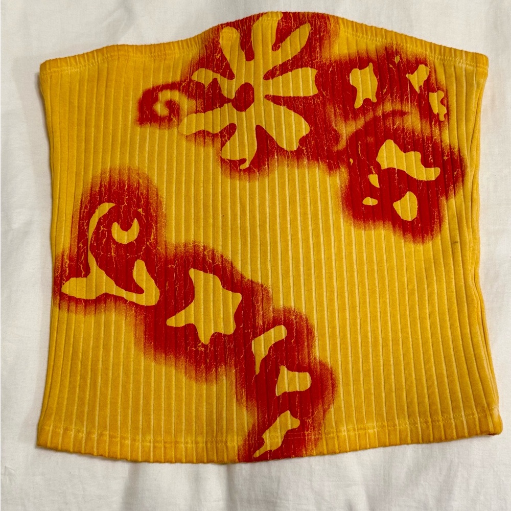 Urban Outfitters Red and Yellow Hawaiian Ribbed Tube Top - Picture 3 of 5